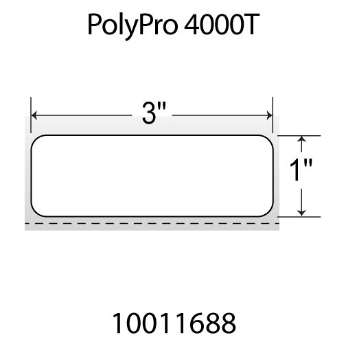 Zebra PolyPro 4000T 3x1 Polypropylene TT Label [Perforated, Blood Bag] 10011688