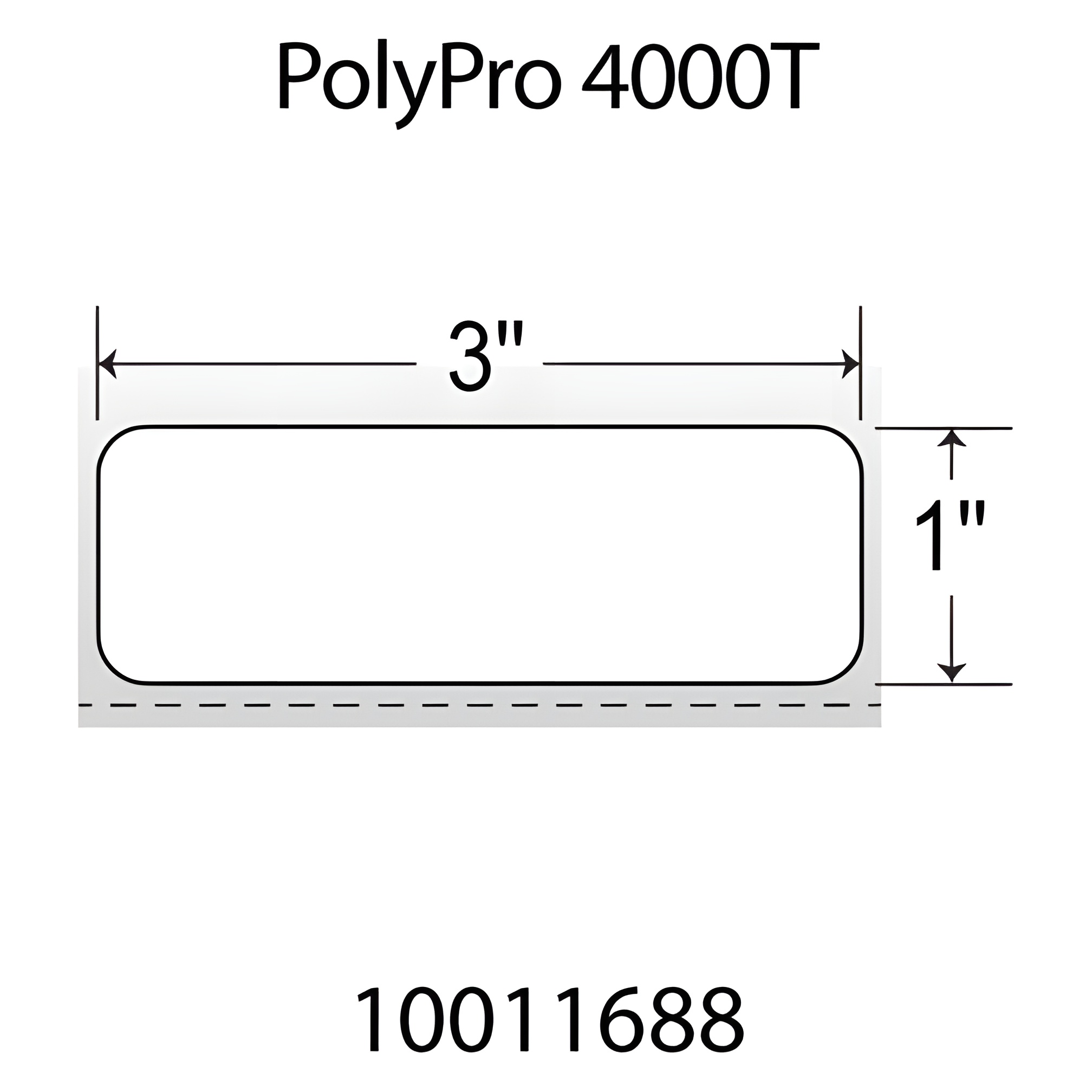 Zebra PolyPro 4000T 3x1 Polypropylene TT Label [Perforated, Blood Bag] 10011688