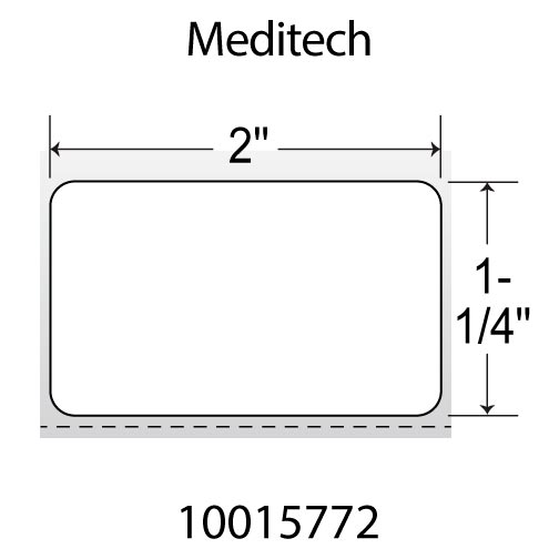 Zebra 8000D 2x1.25  DT Label [Perforated, Meditech Certified, Black Mark Sensing] 10015772