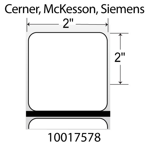 Zebra PolyPro 4000D 2x2 Polypropylene DT Label [Perforated, Cerner Certified, for Mobile, Black Mark Sensing] 10017578