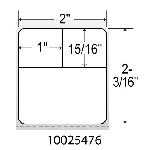 Zebra 2x2.1875  DT Label [Premium Top Coated, Perforated, Cerner Certified] 10025476