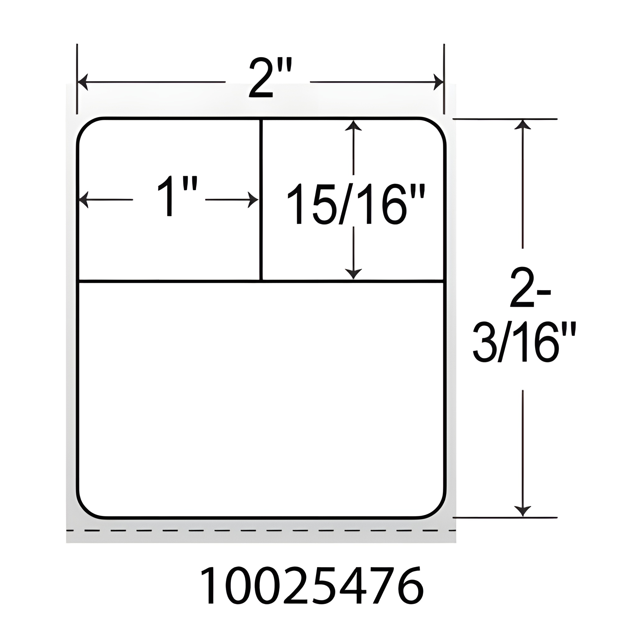 Zebra 2x2.1875  DT Label [Premium Top Coated, Perforated, Cerner Certified] 10025476