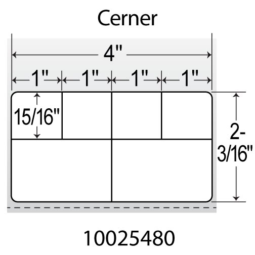 Zebra PolyPro 4000D 4x2.1875 Polypropylene DT Label [Premium Top Coated, Perforated, Cerner Certified] 10025480