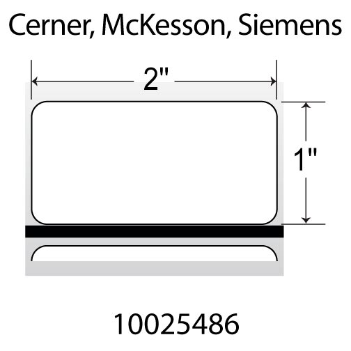 Zebra 8000D 2x1  DT Label [Perforated, Cerner Certified, Black Mark Sensing] 10025486