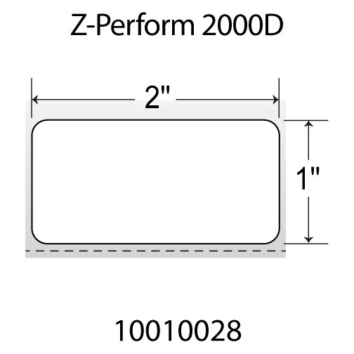 Zebra Z-Perform 2000D 2x1  DT Label [Premium Top Coated, Perforated] 10010028