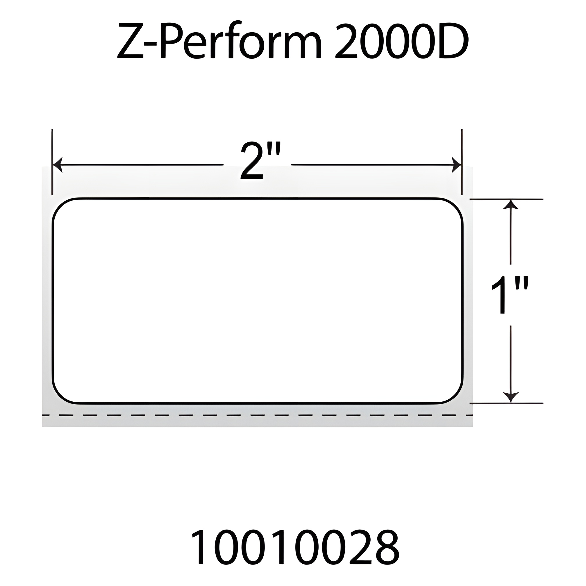 Zebra Z-Perform 2000D 2x1  DT Label [Premium Top Coated, Perforated] 10010028
