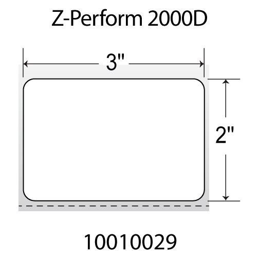 Zebra Z-Perform 2000D 3x2  DT Label [Premium Top Coated, Perforated] 10010029