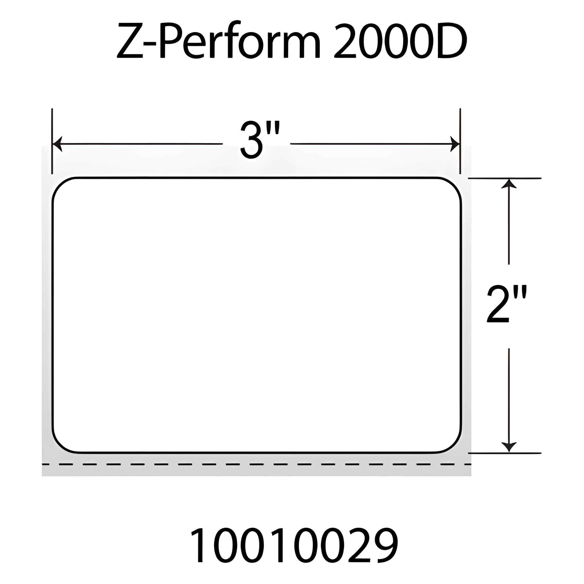 Zebra Z-Perform 2000D 3x2  DT Label [Premium Top Coated, Perforated] 10010029