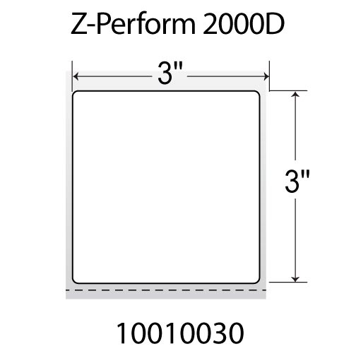 Zebra Z-Perform 2000D 3x3  DT Label [Premium Top Coated, Perforated] 10010030