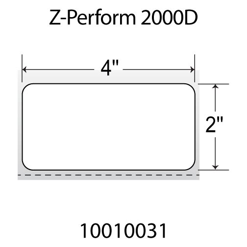 Zebra Z-Perform 2000D 4x2  DT Label [Premium Top Coated, Perforated] 10010031-EA