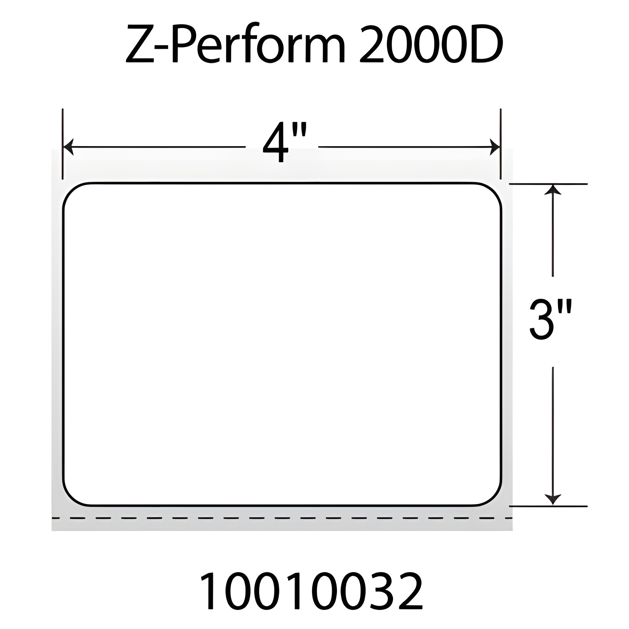 Zebra Z-Perform 2000D 4x3  DT Label [Premium Top Coated, Perforated] 10010032