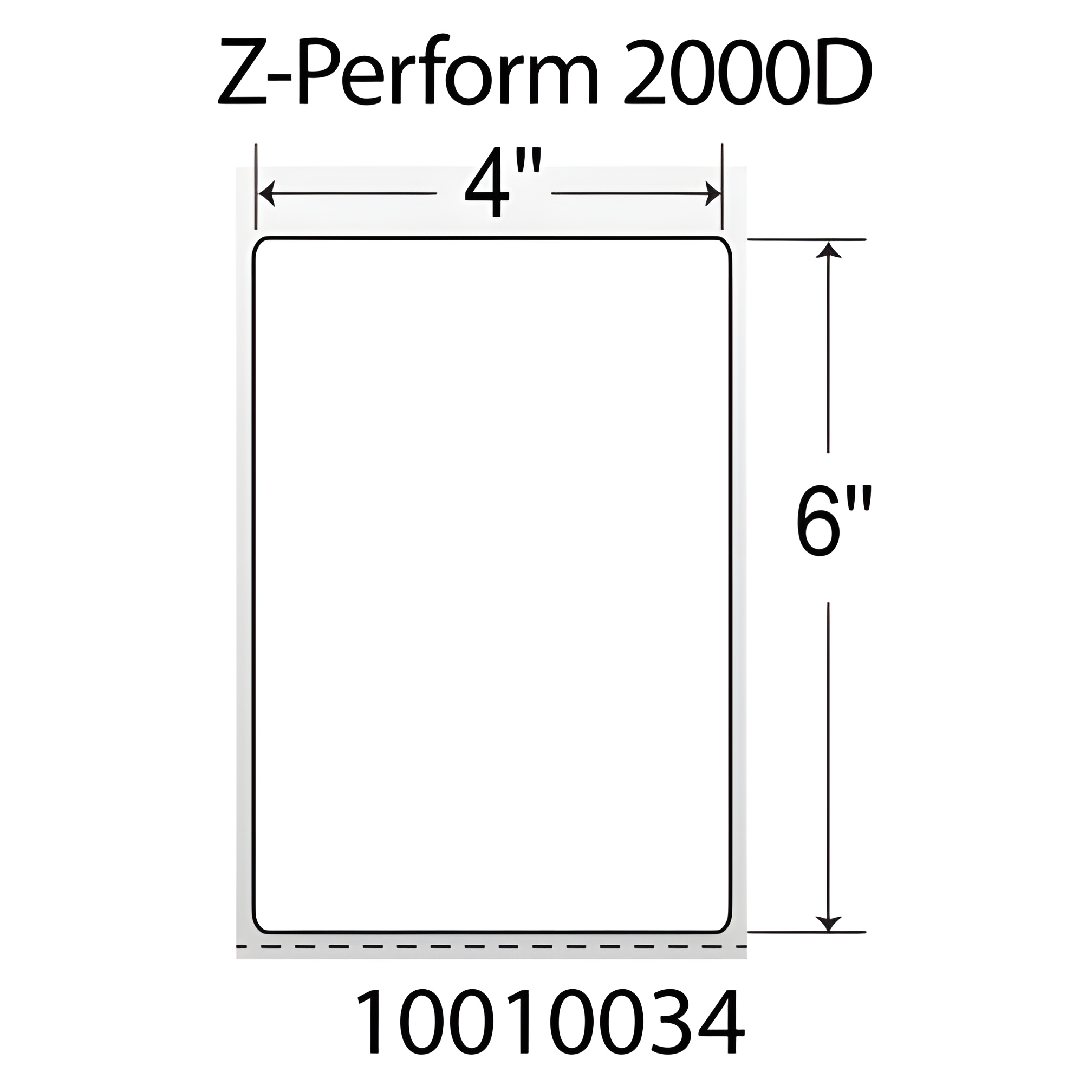 Zebra Z-Perform 2000D 4x6  DT Label [Premium Top Coated, Perforated] 10010034-EA