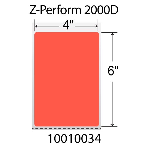 Zebra Z-Perform 2000D 4x6  DT Label [Perforated, Red] 10010035-3