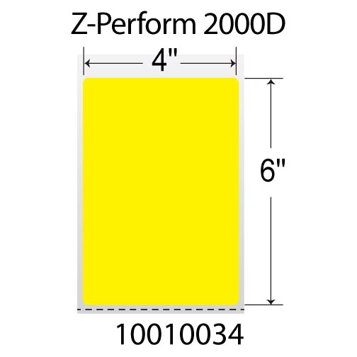 Zebra Z-Perform 2000D 4x6  DT Label [Perforated, Yellow] 10010035