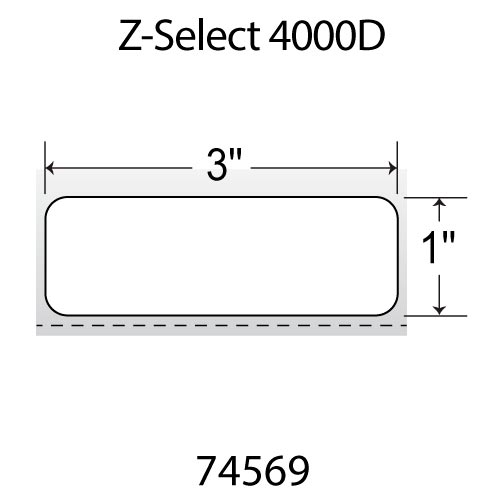 Zebra 3x1 DT Paper Label [Non-Perforated] 74569