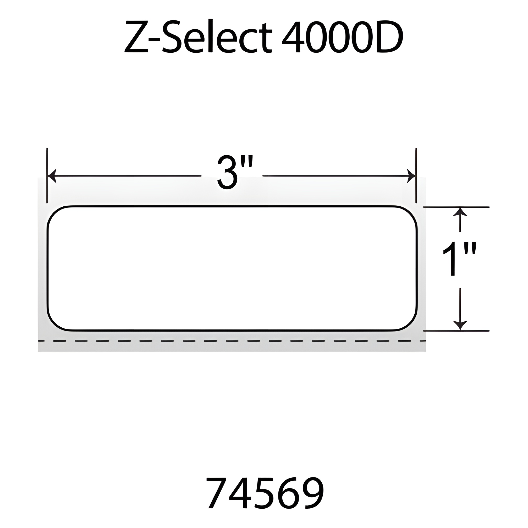 Zebra 3x1 DT Paper Label [Non-Perforated] 74569