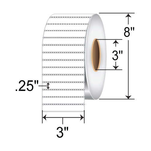 Zebra Z-Ultimate 2000T 3x0.25 Polyester TT Label [Perforated] 10023038