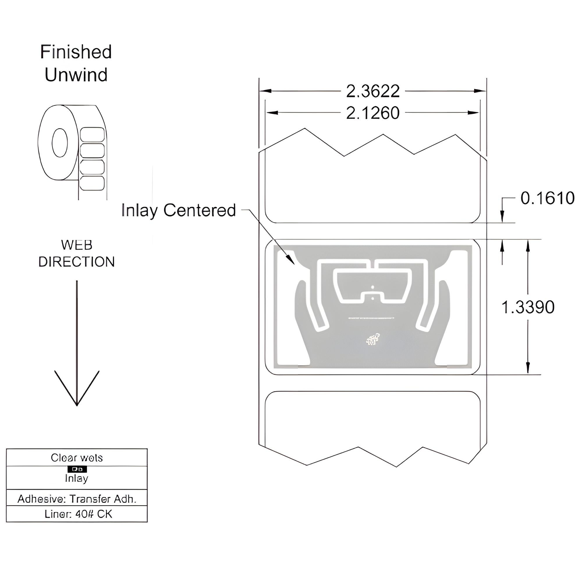 Tageos 2.126x1.339 EOS-300-5C-U9 TT Paper RFID Labels O191C01X334001