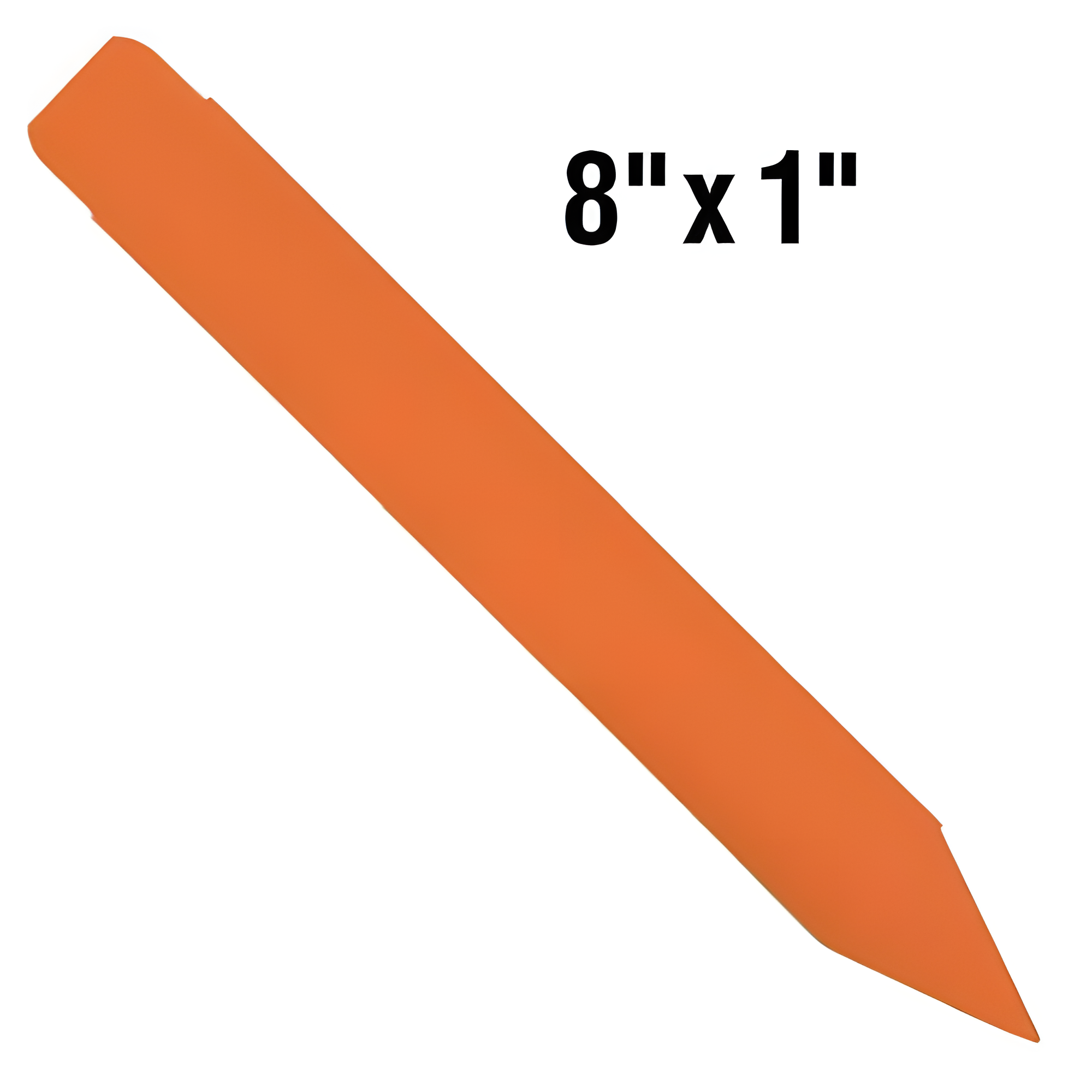 BarcodeFactory 8x1 Thermal Orange Pot Stakes Single Roll BAR-SS8X1-OR-EA