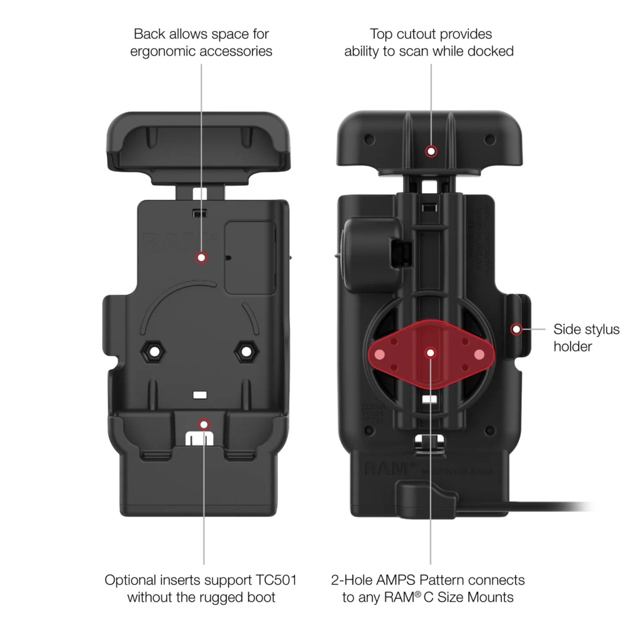 RAM Powered Dock w/Pogo Pins [Zebra TC501] RAM-HOL-ZE41-2U