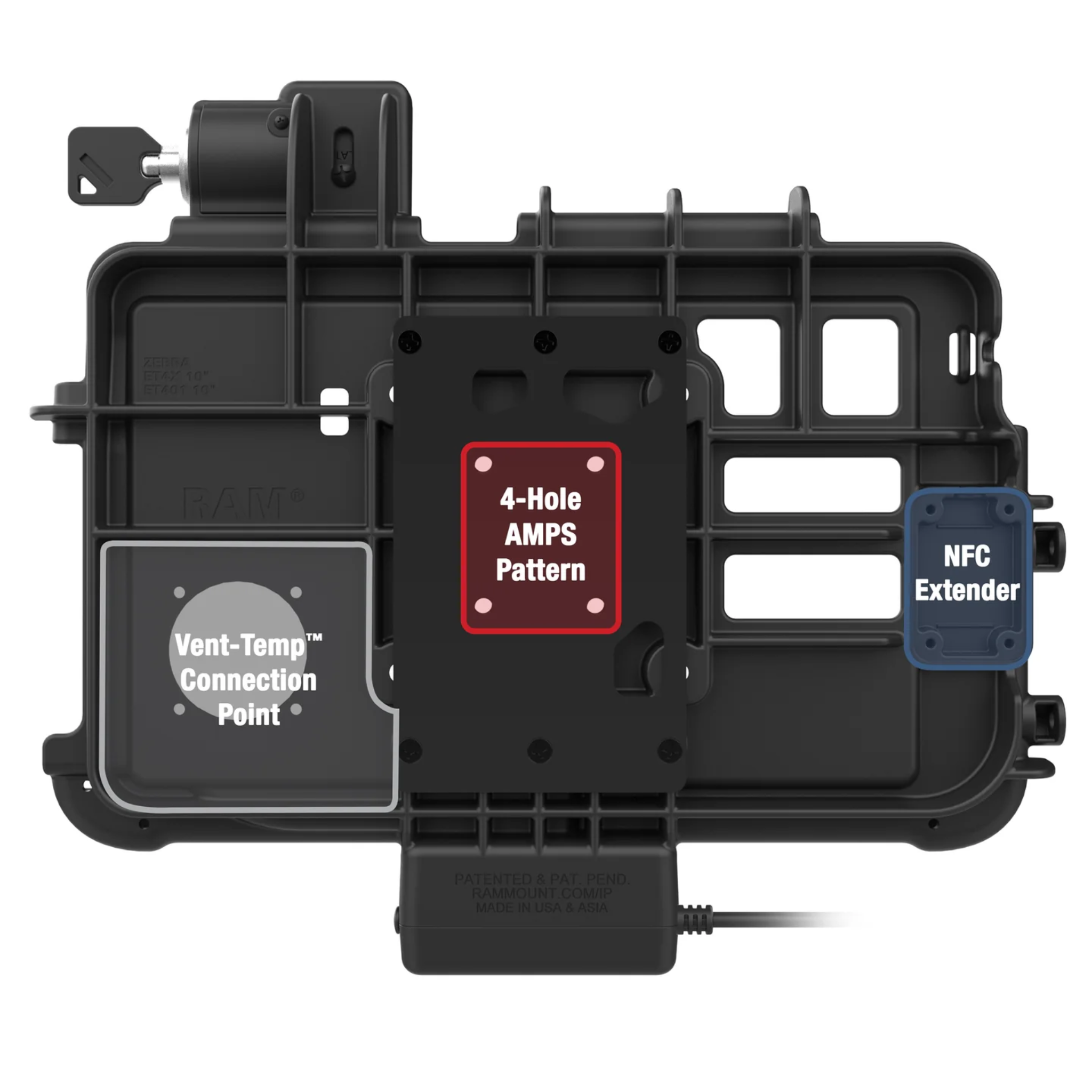 RAM Locking Thin-Dock [Zebra ET401/ET4x 10"] RAM-HOL-ZE47PLU