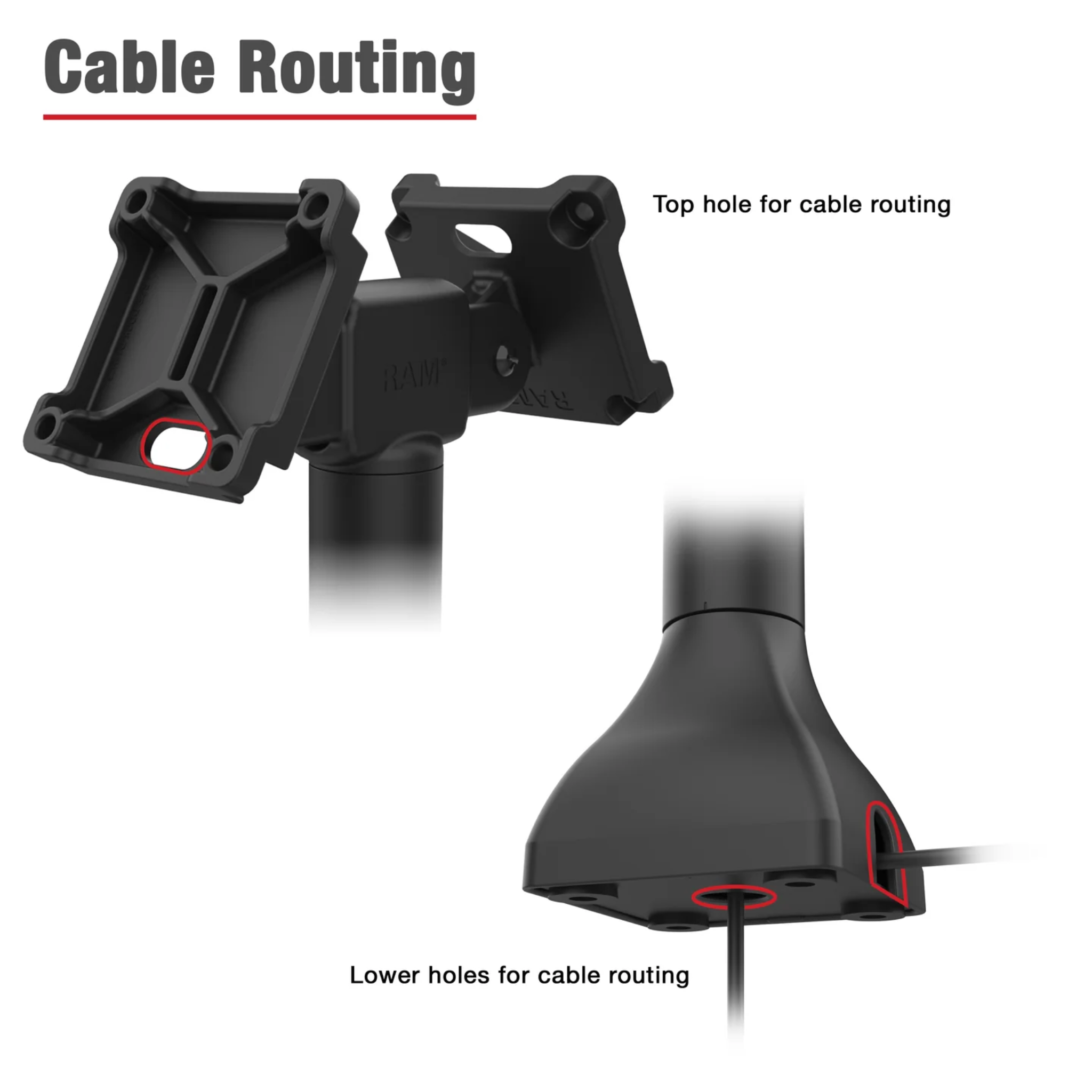 RAM 7" Pedestal Mount w/Dual VESA Adapters [Black] RAP-D11H2-7-V75