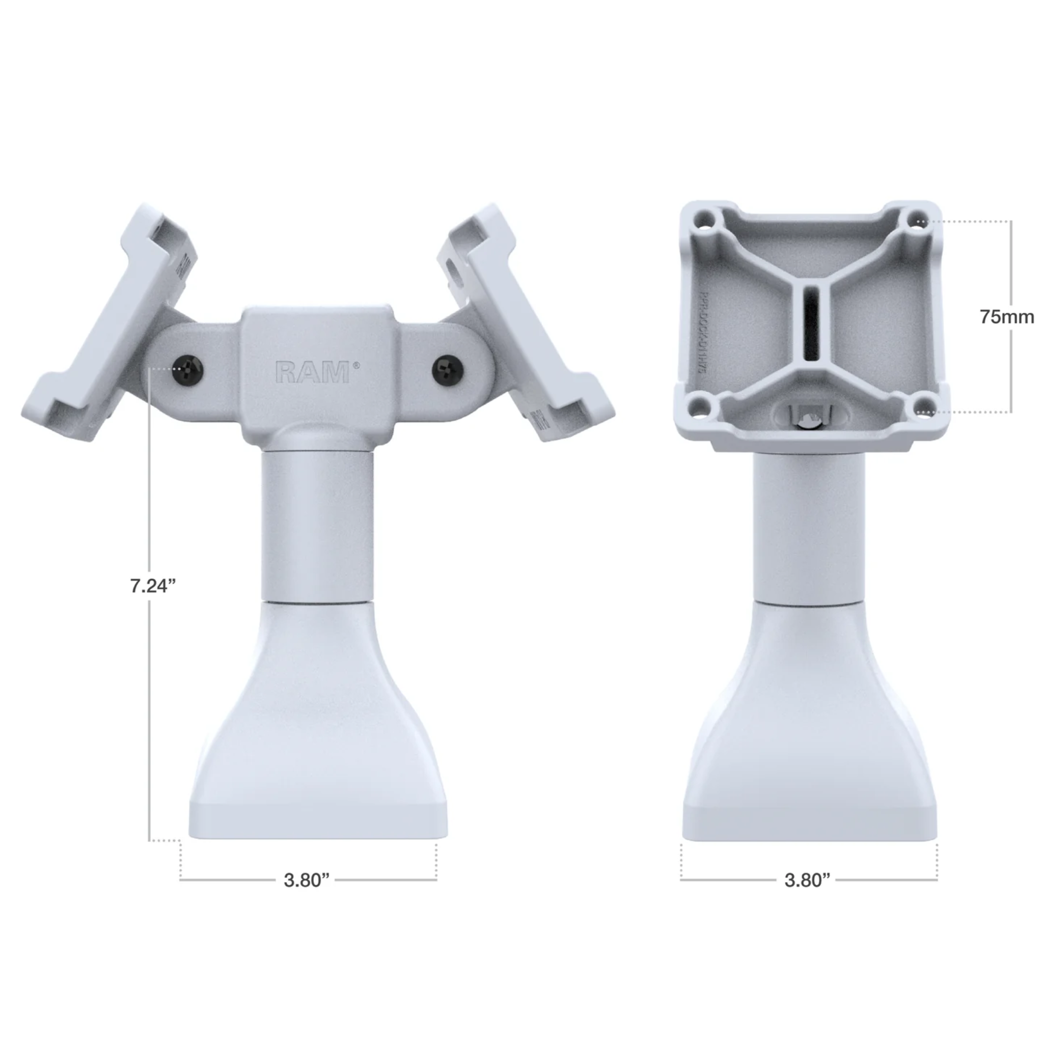 RAM 7" Pedestal Mount w/Dual VESA Adapters [Grey] RAP-D11H2-7-V75-GRY