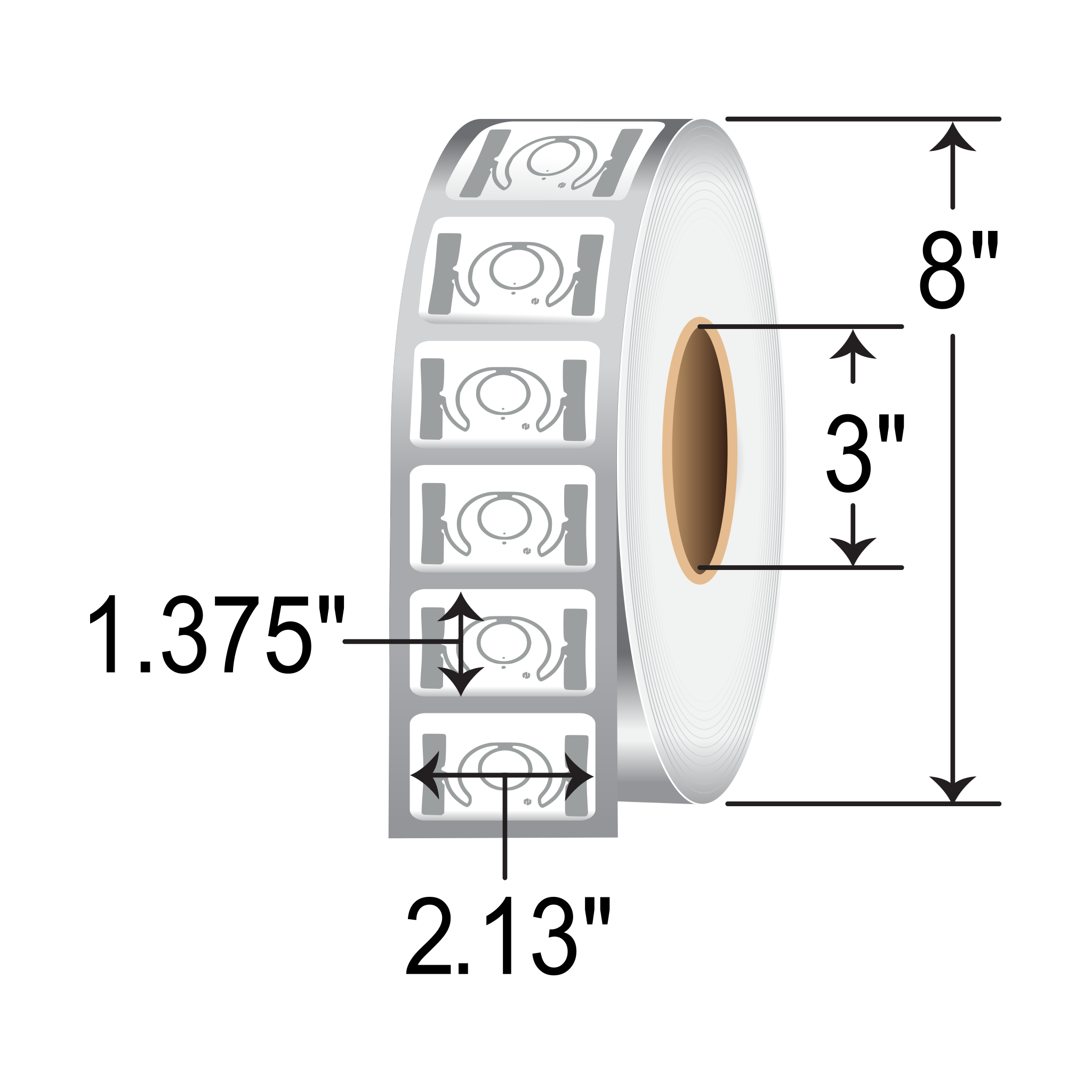 BarcodeFactory 2.13x1.375 ARC Certified RFID Label [TX5030AU9 (UCODE 9), Blank, Non-Perforated] RFT-50X30-TX5030AU9