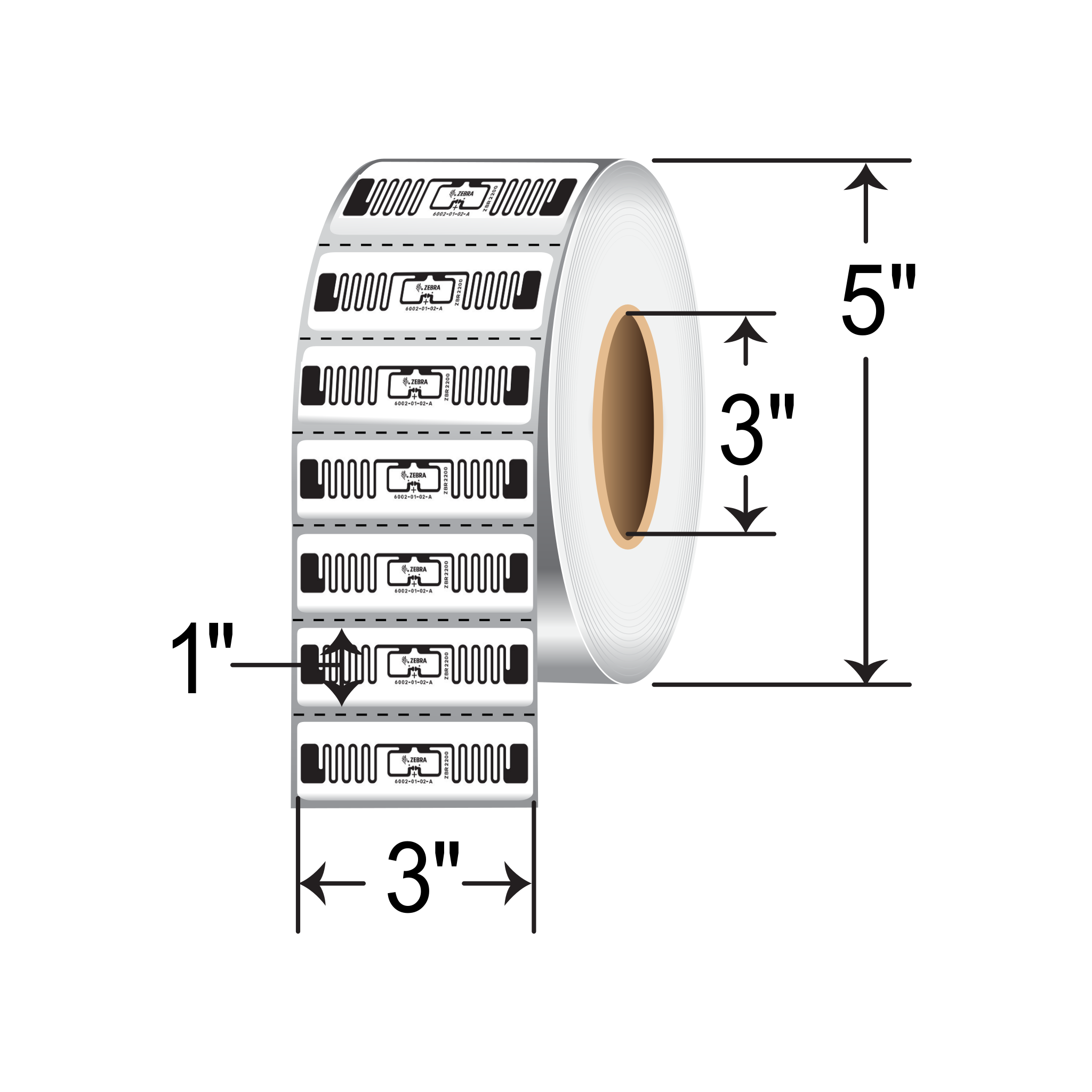 Zebra Z-Perform 1500T 3x1 RFID Label ZIPR10044782