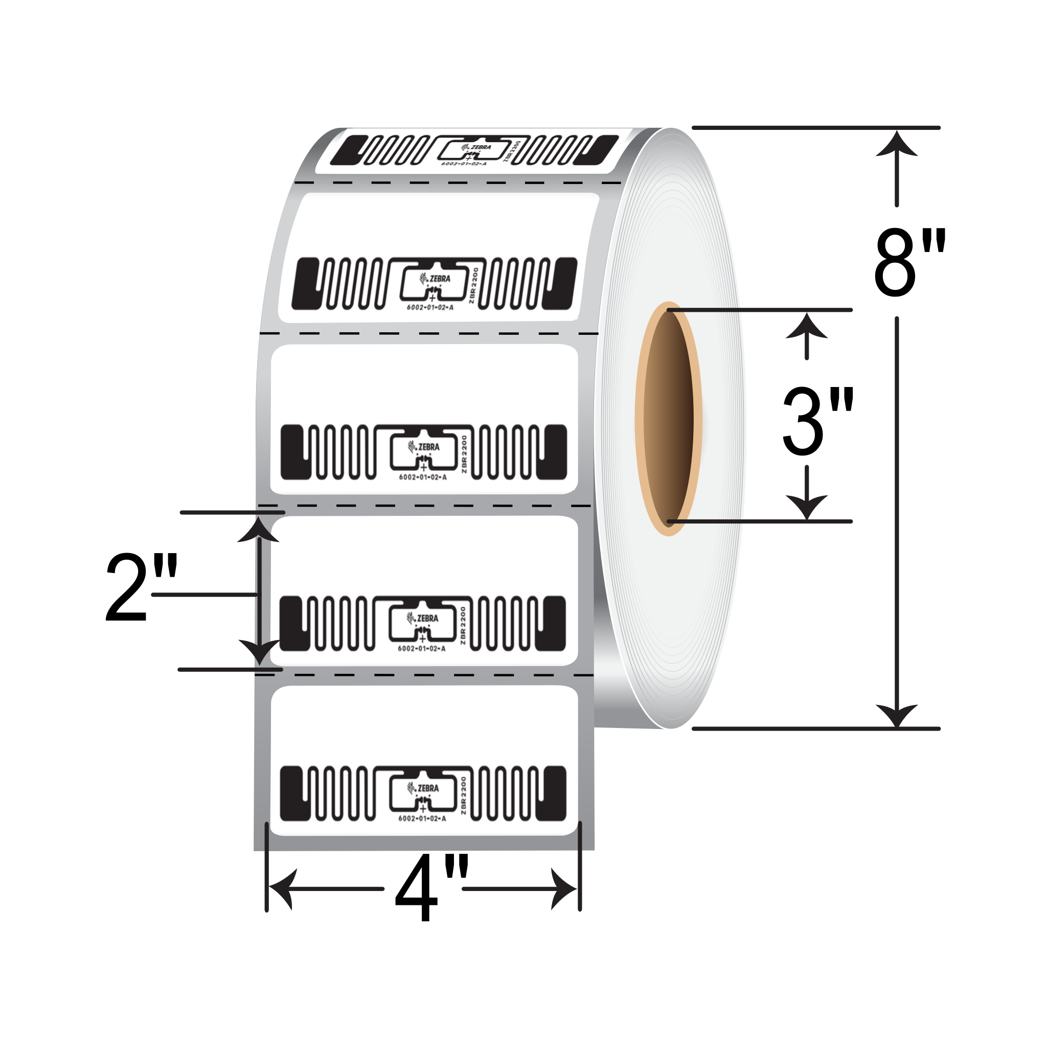 Zebra Z-Perform 1500T 4x2 RFID Label [Perforated] ZIPR10044780