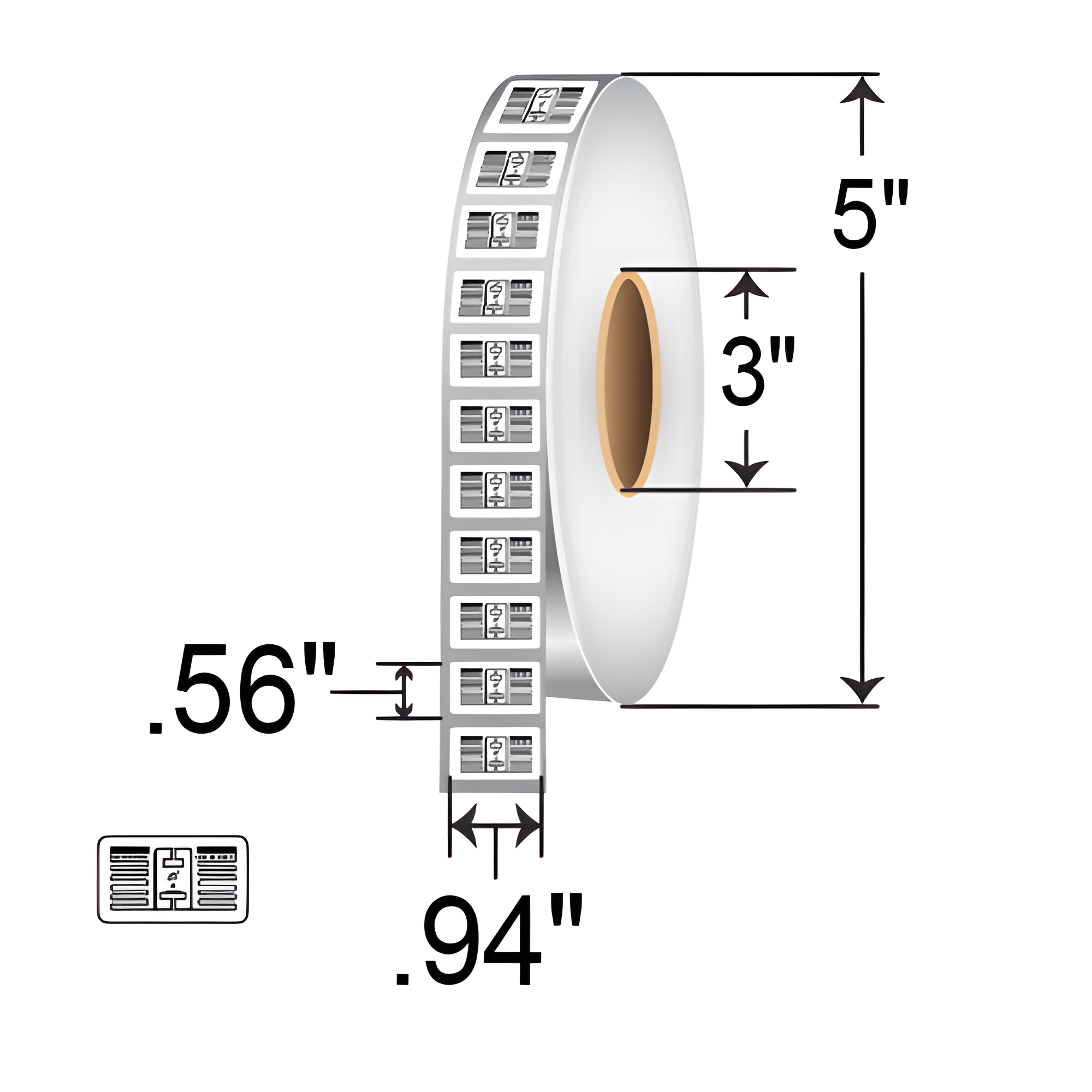 Zebra 0.94x0.56 TT PolyPro 3000T RFID Label [EOS-200 With U-CODE 9XE, Non-Perf] 10041943