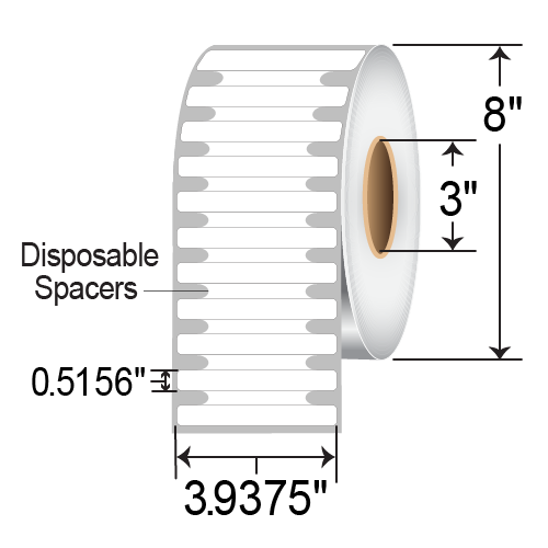 Zebra 3.9375x0.5156 Silverline Slim II On Metal RFID Labels [Non-Perforated] 10026766