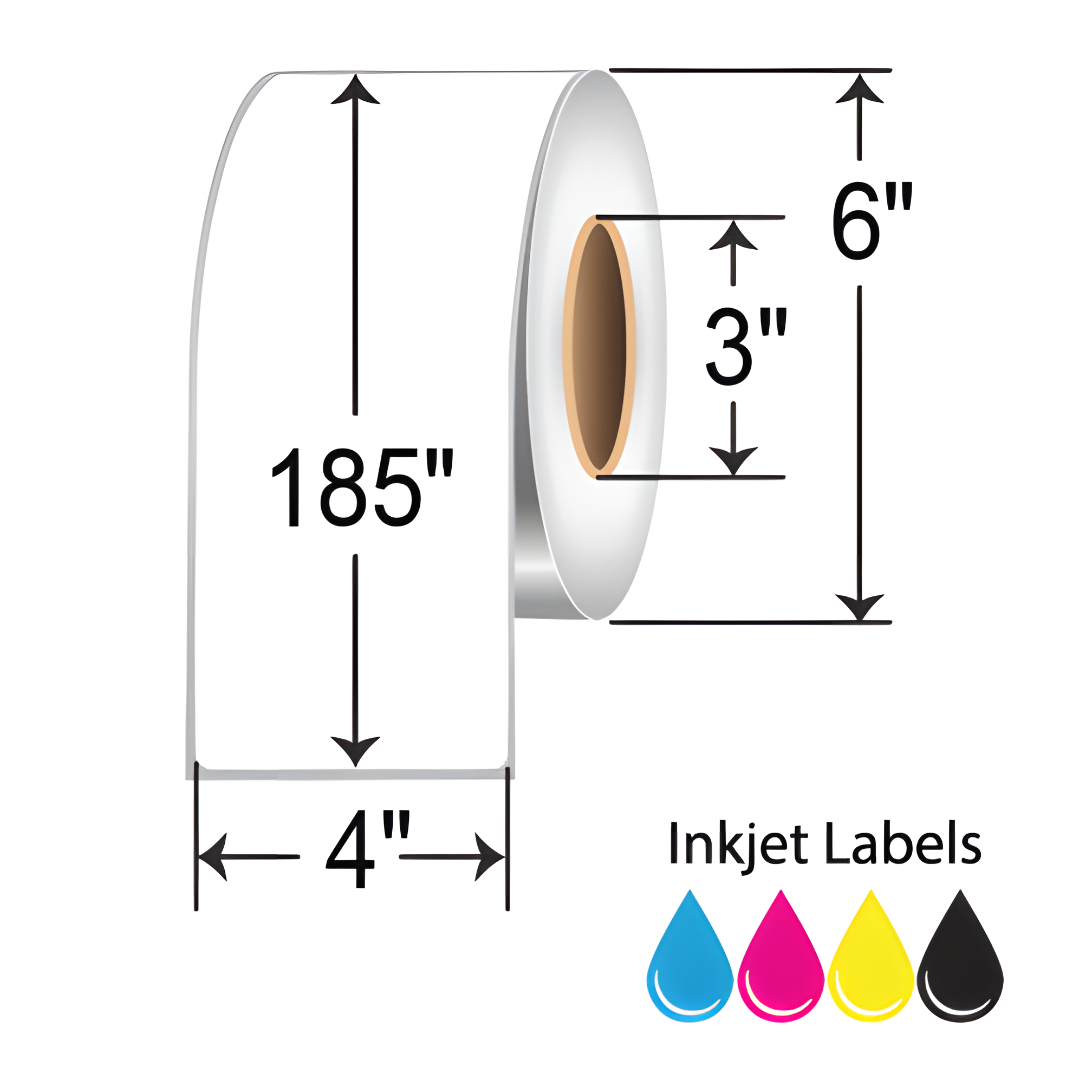 BarcodeFactory 4" x 185' Continuous Inkjet Label ISP-4-185-3