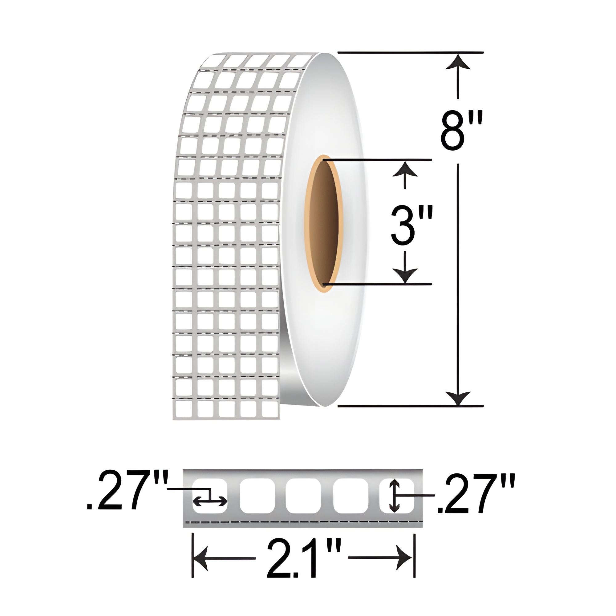 Zebra Z-Supreme 2000T 0.27x0.27 Polyester TT Label [5up, Perforated] 10023019