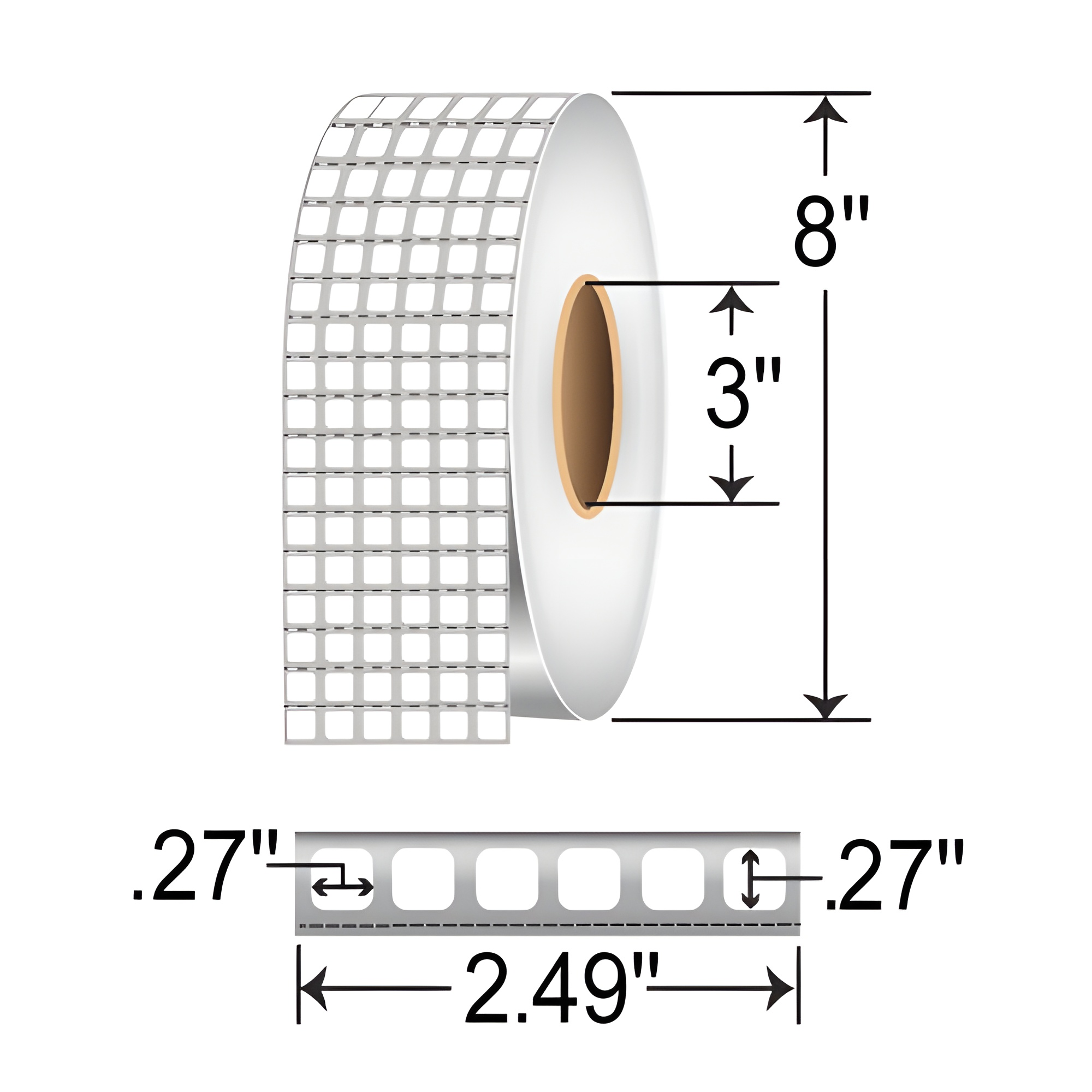 Zebra Z-Ultimate 2000T 0.27x0.27 Polyester TT Label [5up, Perforated] 10022952