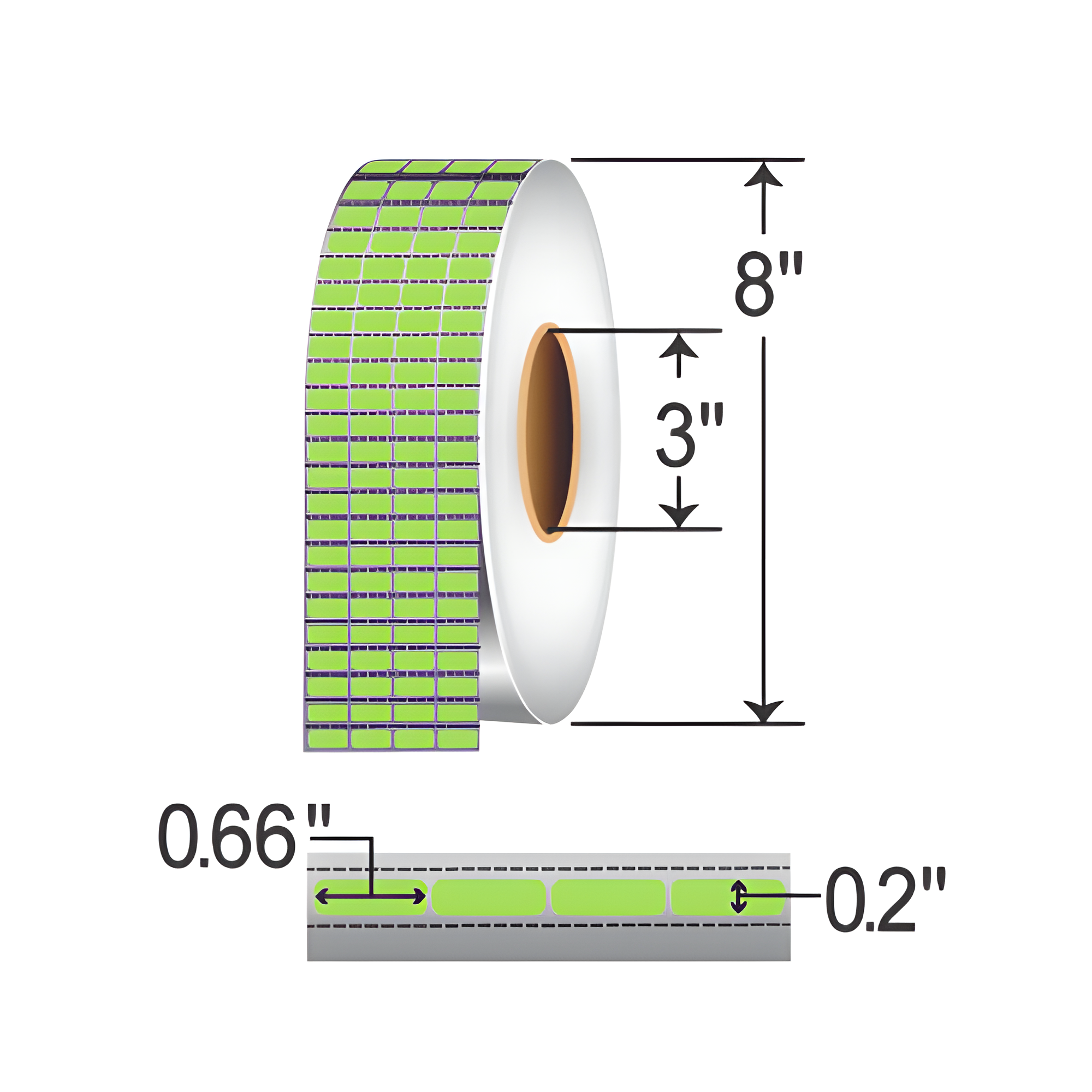 Zebra Z-Supreme 4000T 0.66x0.2 Polyimide TT Label [4up, Perforated, Green] 10023311