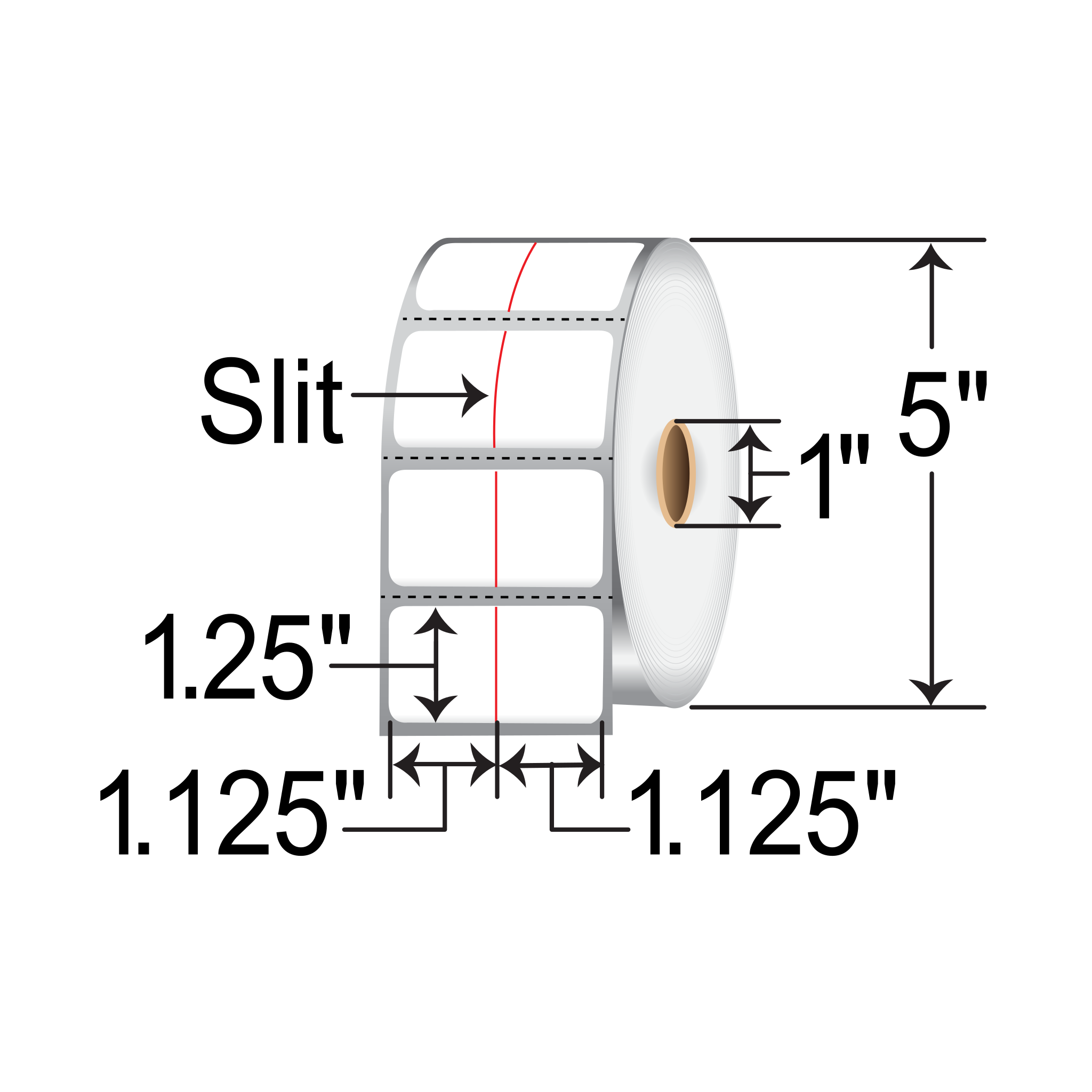 Zebra Z-Select 4000D 2.25x1.25  DT Label [Premium Top Coated, 2up, Perforated, Slit] 10010051