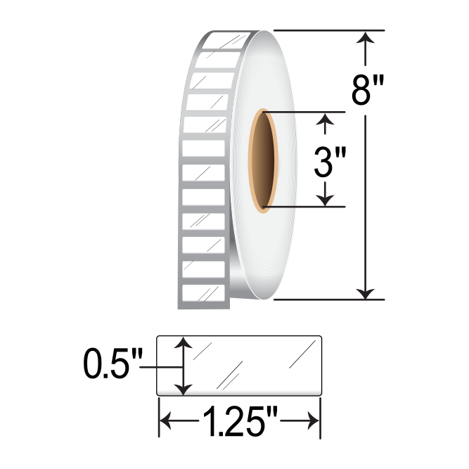 Zebra 1.25x0.5 8000T CryoCool Thermal Transfer Polypropylene Labels ZIPCCT10043965