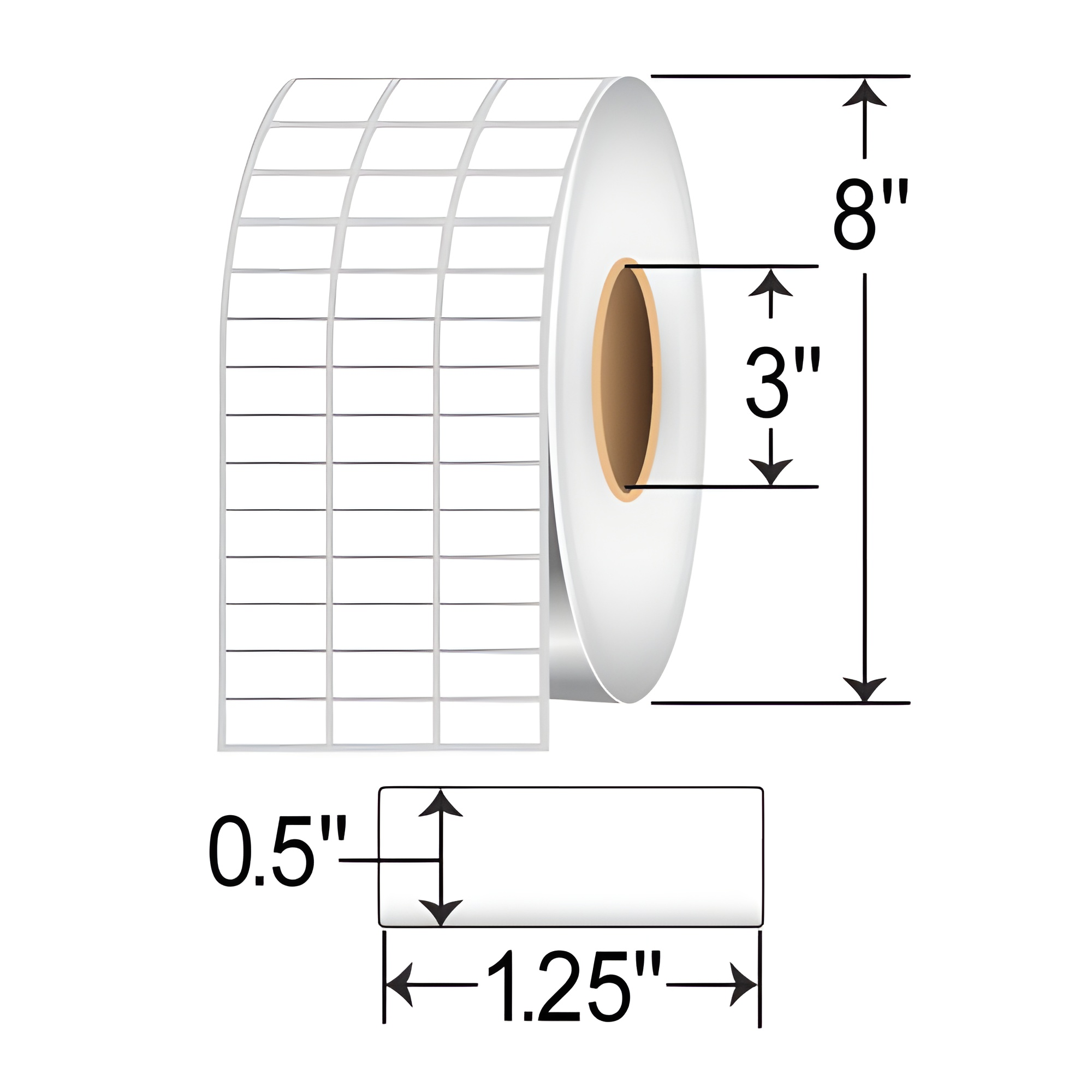 BarcodeFactory 1.25x0.5 TT Labels [Non-Perforated] RT-125-05-30000-3UP-EA