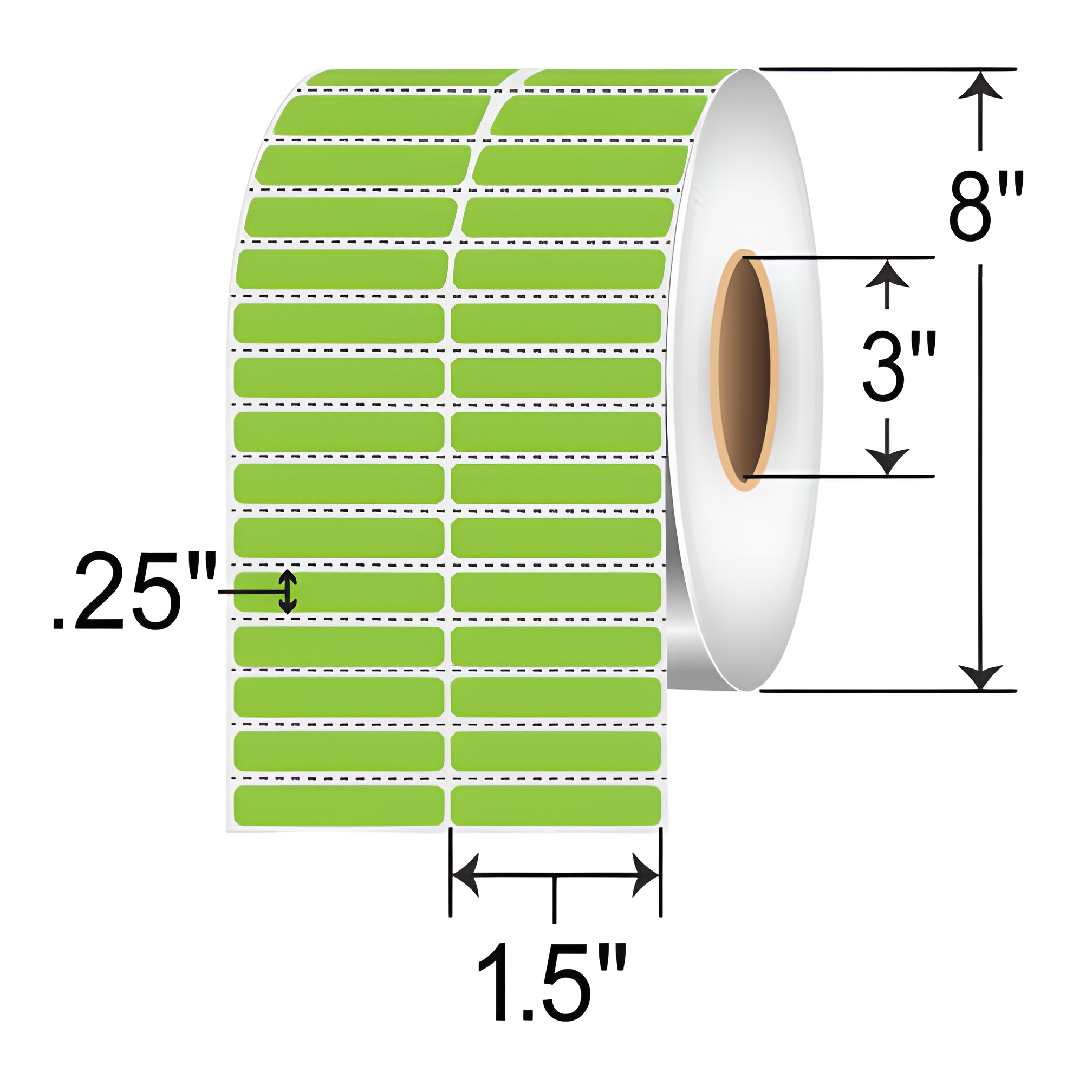 Zebra Z-Supreme 4000T 1.5x0.25 Polyimide TT Label [2up, Perforated, Green] 10023321