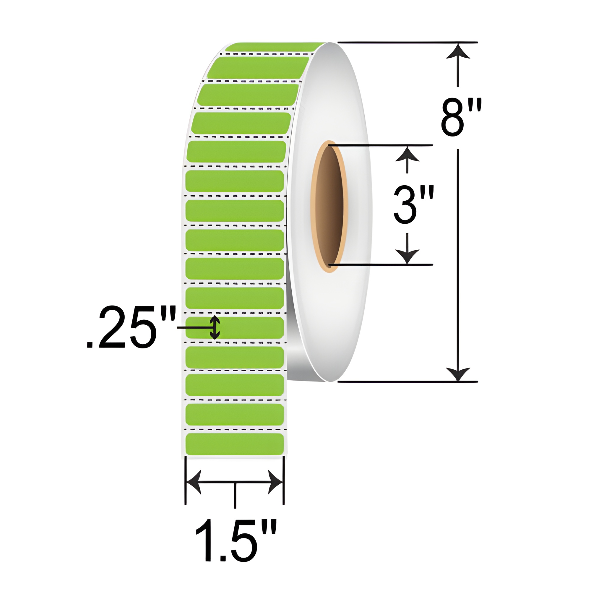 Zebra Z-Supreme 4000T 1.5x0.25 Polyimide TT Label [Perforated, Green] 10023320
