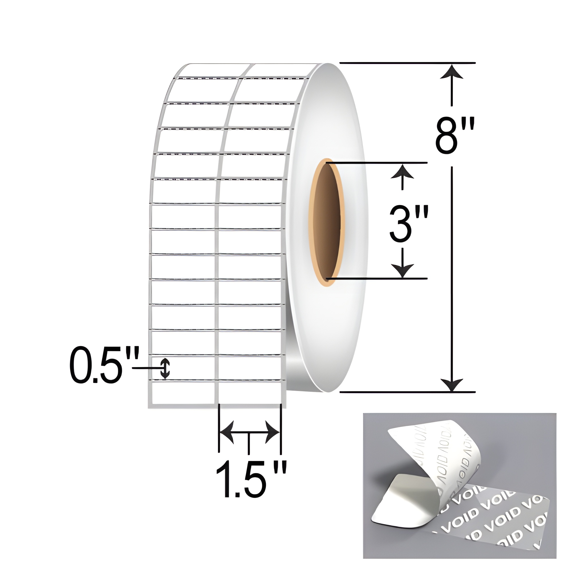 Zebra 8000T 1.5x0.5 Polyester TT Label [Tamper-Evident, 2up, Perforated] 10023256