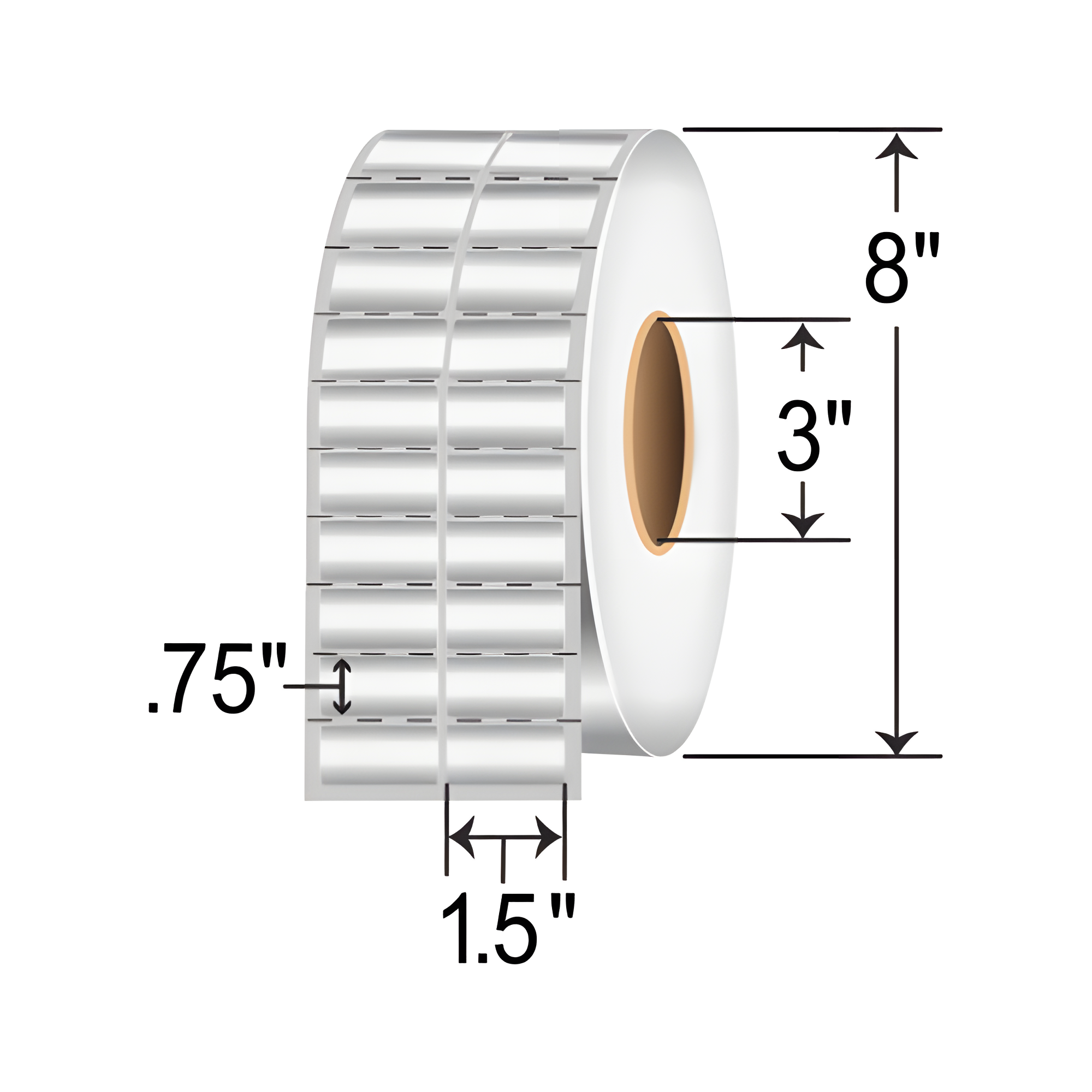 Zebra Z-Ultimate 4000T 1.5x0.75 Polyester TT Label [Ultra Aggressive, 2up, Perforated, Silver] 10023155