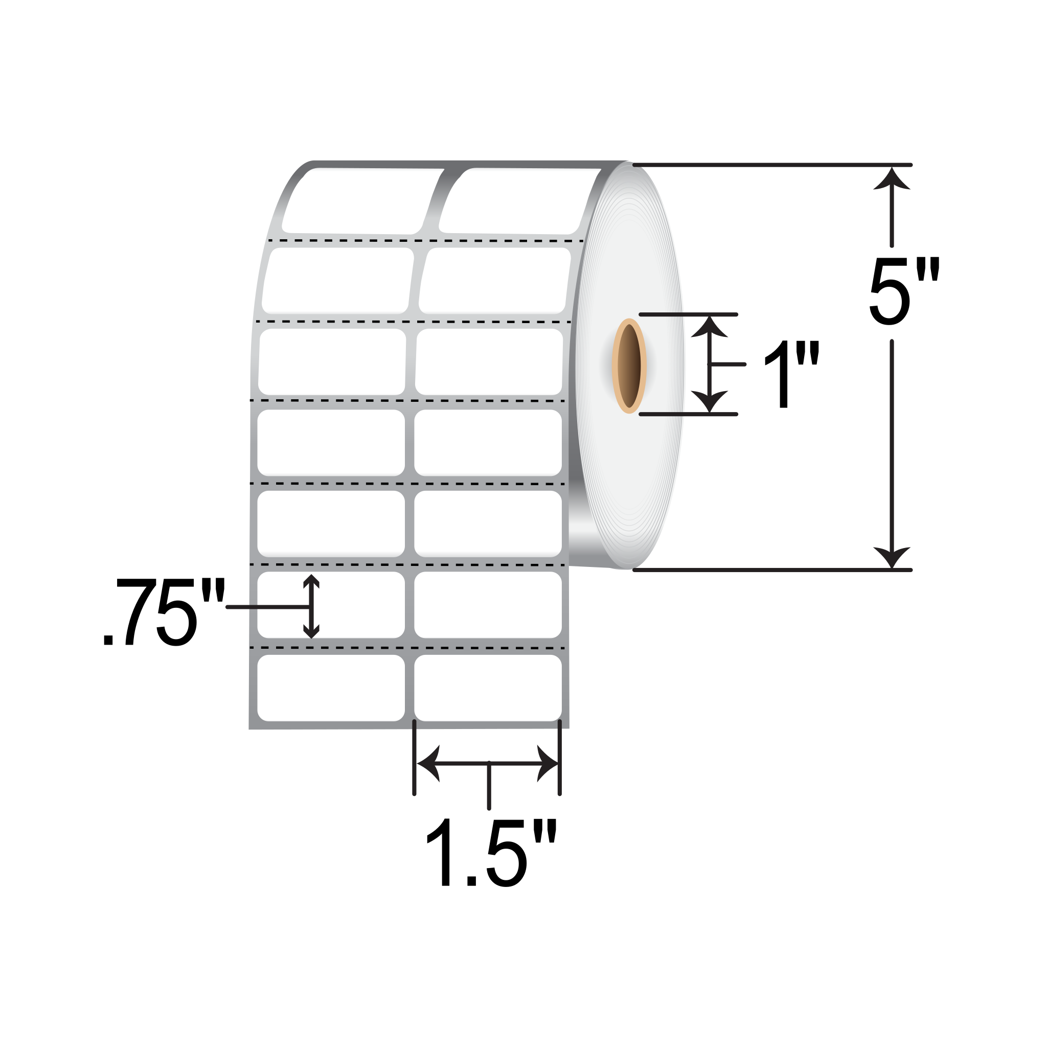 Zebra PolyPro 4000T 1.5x0.75 Polypropylene TT Label [Removable, 2up, Perforated] 10022933