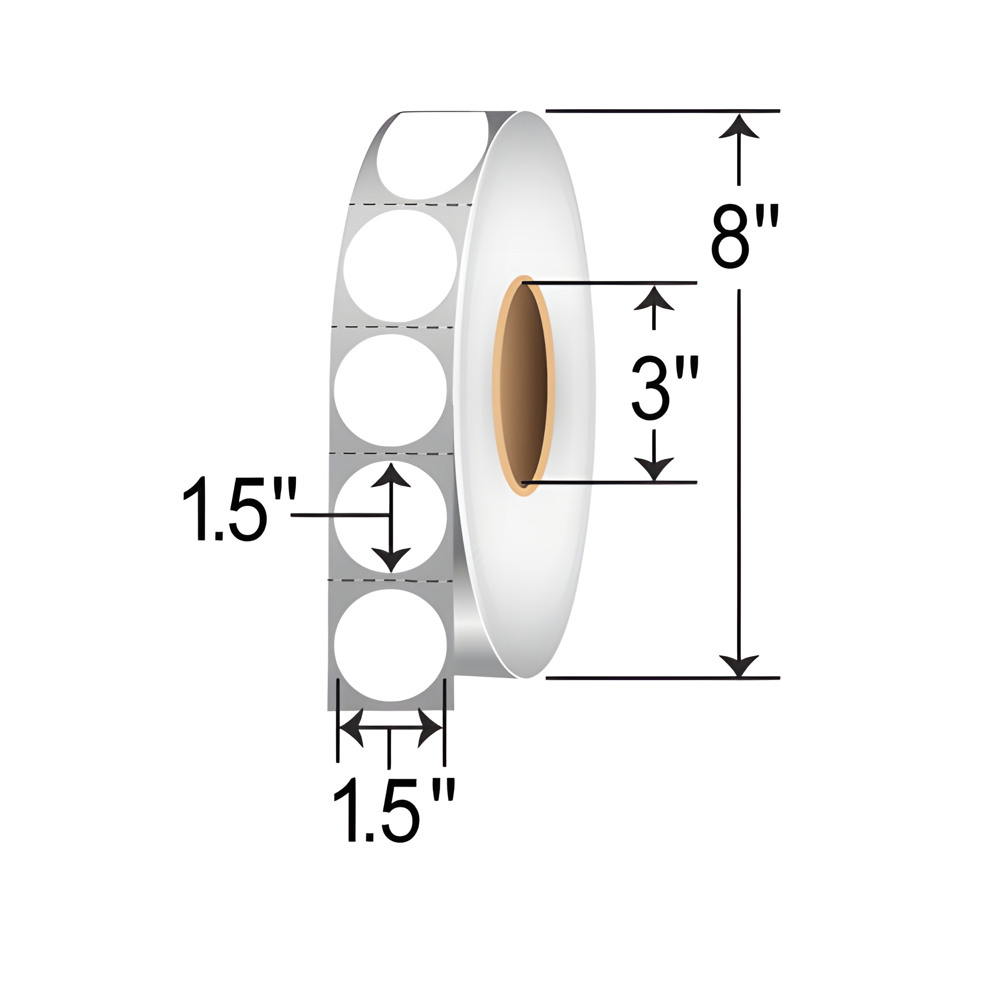 BCF 1.5" Circles - Perforated Thermal Transfer- White RT-15-CIR-WH