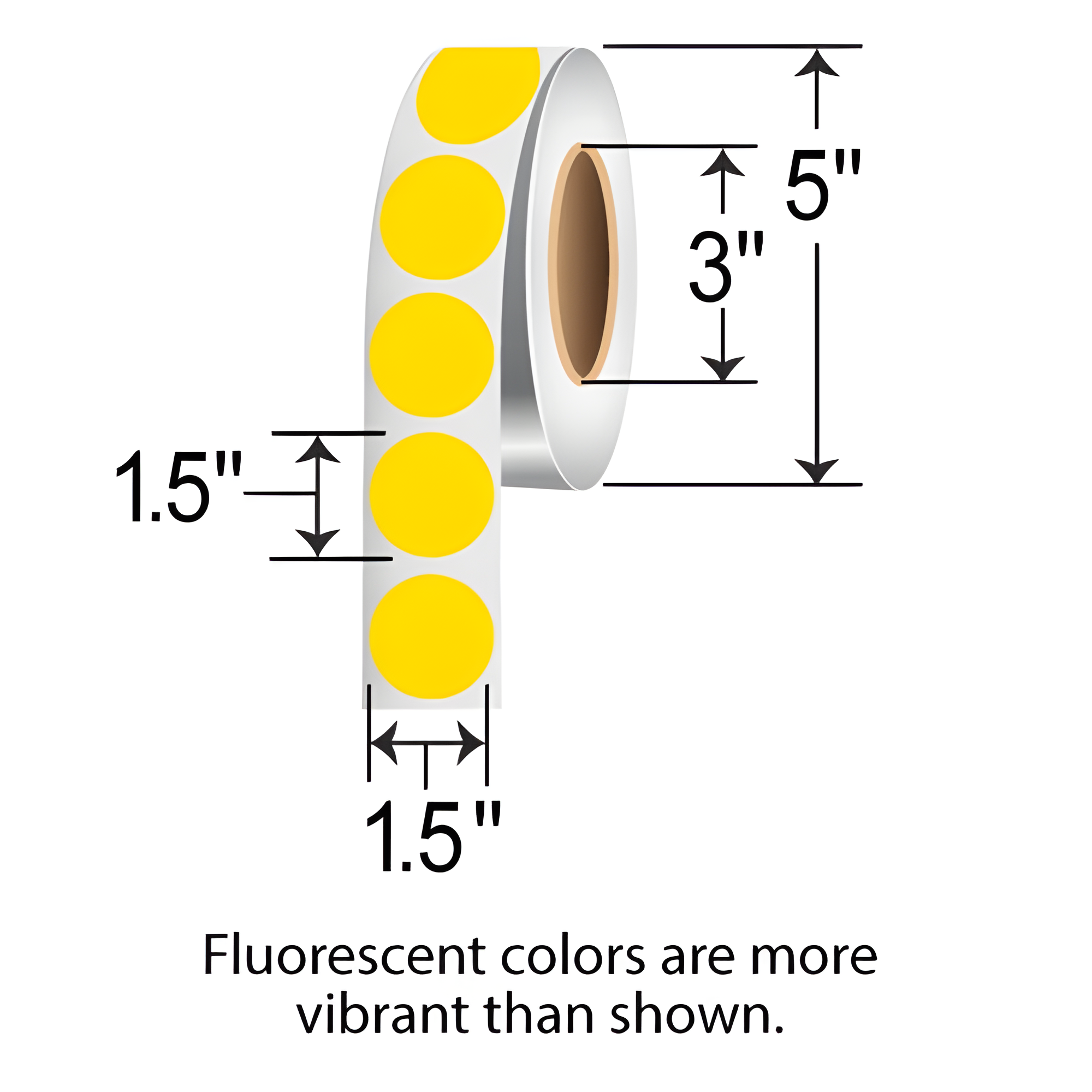 BarcodeFactory 1.5" Circles - Floodcoated TT [Yellow, Non-Perforated] IT-15-CIR-YL