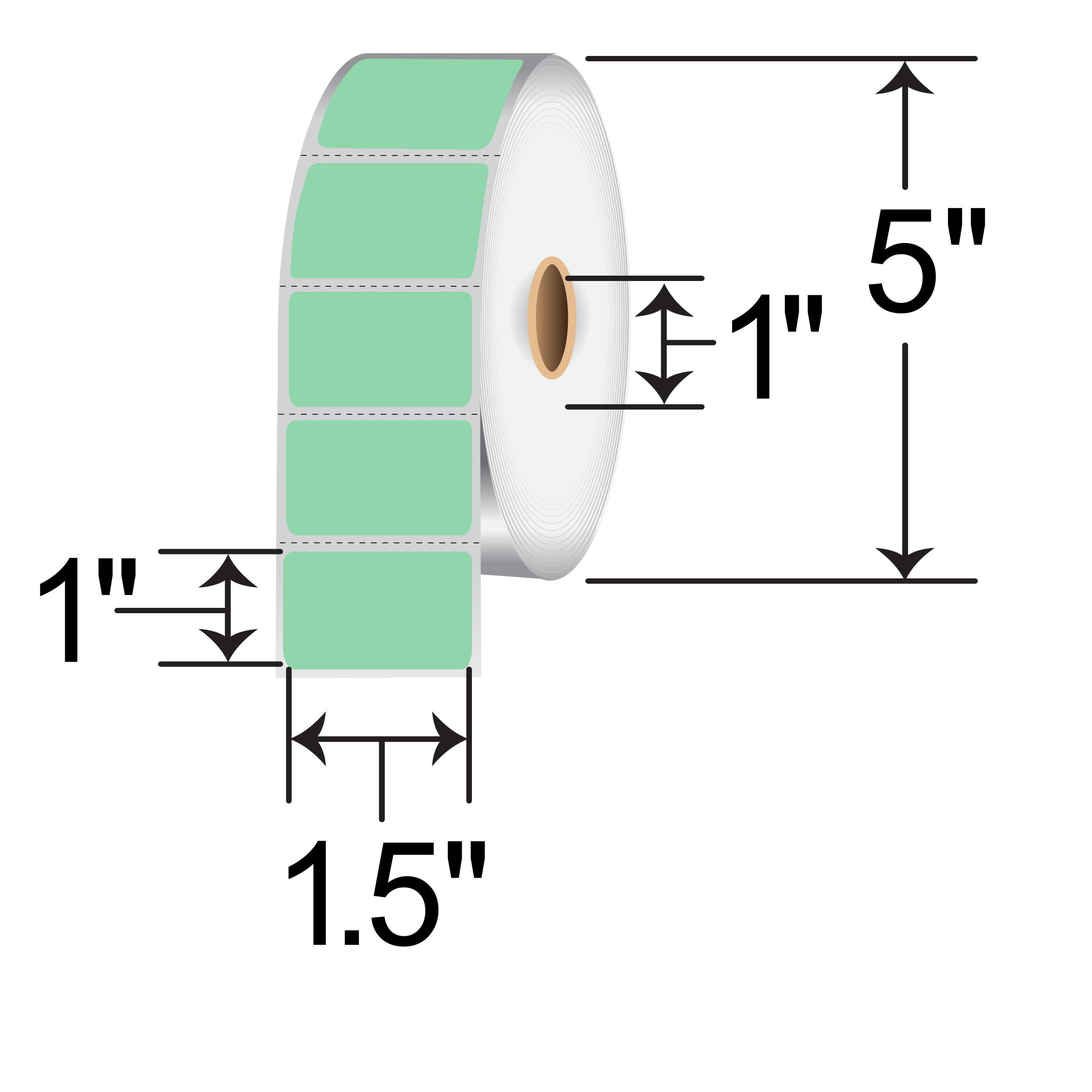 Barcodefactory 1.5x1  DT Label [Perforated, Green] RD-15-1-2500-GR