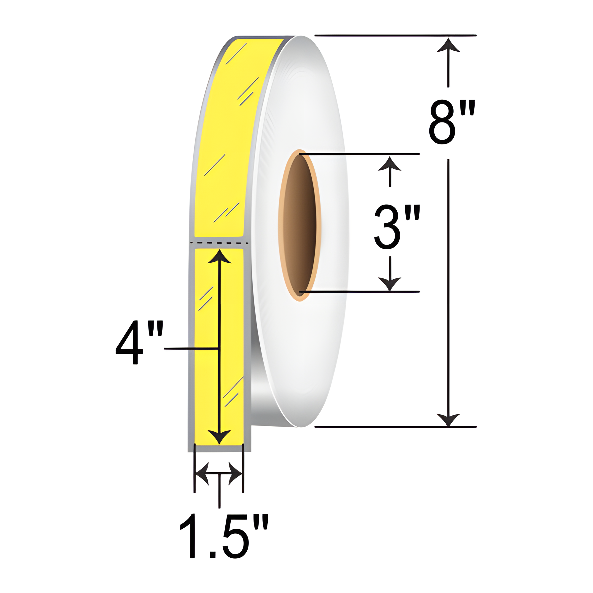 Barcodefactory 1.5x4 Polyester TT Label [Perforated, Yellow] 1.5X4-POLY-YELLOW