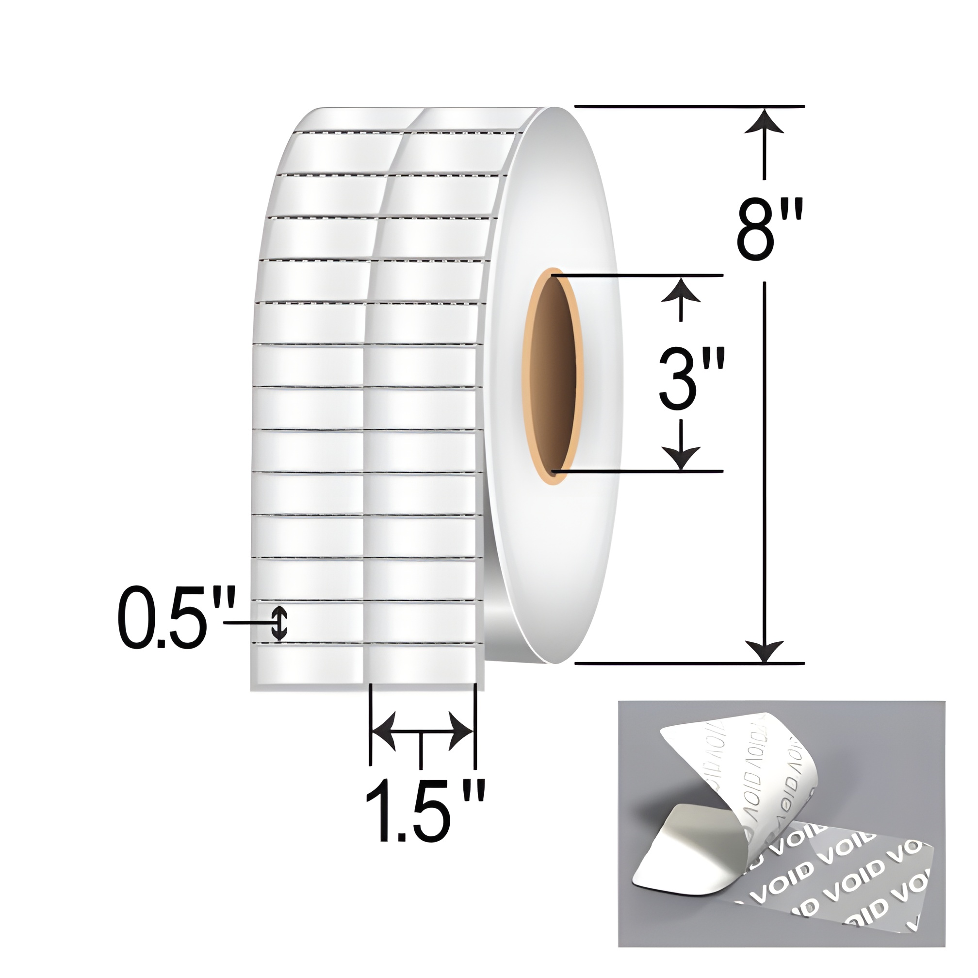 Zebra 8000T 1.5x0.5 Polyester TT Label [Tamper-Evident, 2up, Perforated, Silver] 10022918