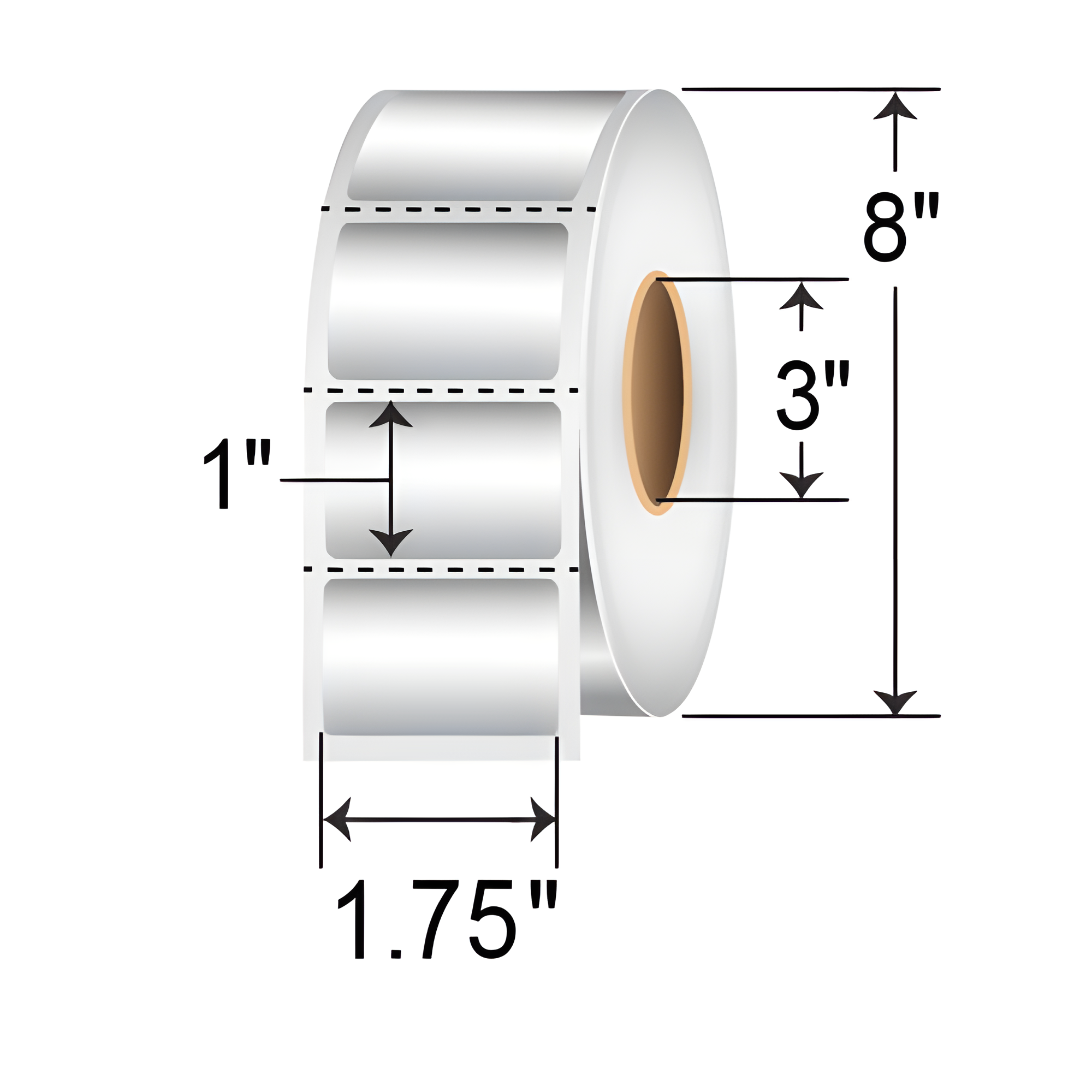 BarcodeFactory 1.75 x 1 Thermal Transfer Matte Chrome Asset Label 1.75X1-3-SILVER